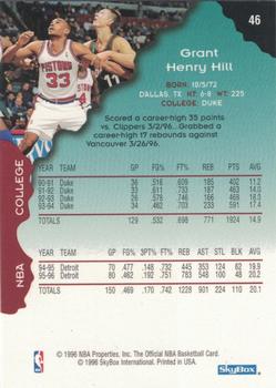 1996-97 Hoops Schaefer Bread Detroit Pistons #46 Grant Hill Back
