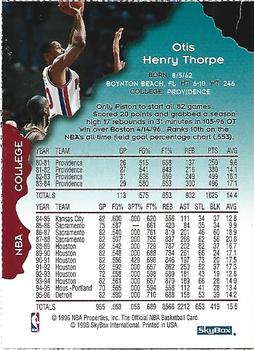 1996-97 Hoops Schaefer Bread Detroit Pistons #51 Otis Thorpe Back
