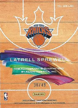 2022-23 Panini Court Kings - Masterstrokes Ruby #MS-LSK Latrell Sprewell Back