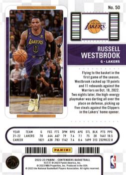 2022-23 Panini Contenders - Game Ticket Bronze #50 Russell Westbrook Back