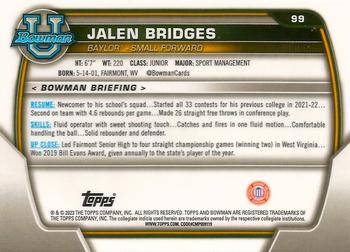 2022-23 Bowman University Chrome #99 Jalen Bridges Back