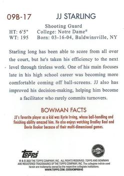 2022-23 Bowman University Chrome - 2009 Bowman #09B-17 JJ Starling Back