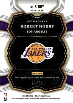 2022-23 Panini Select - Signatures Red Prizms #S-RHY Robert Horry Back