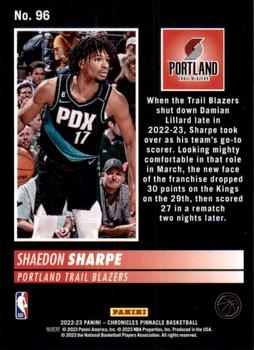 2022-23 Panini Chronicles #96 Shaedon Sharpe Back
