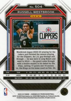 2022-23 Panini Chronicles #504 Russell Westbrook Back