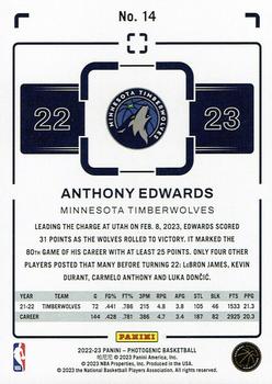 2022-23 Panini PhotoGenic #14 Anthony Edwards Back