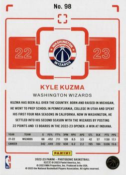 2022-23 Panini PhotoGenic #98 Kyle Kuzma Back