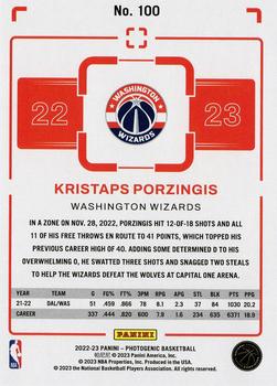 2022-23 Panini PhotoGenic #100 Kristaps Porzingis Back