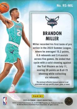 2023-24 Hoops - Rise n Shine Memorabilia #RS-MIL Brandon Miller Back