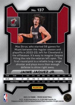 2023-24 Panini Prizm #137 Jaime Jaquez Jr. Back