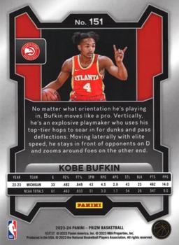 2023-24 Panini Prizm #151 Kobe Bufkin Back