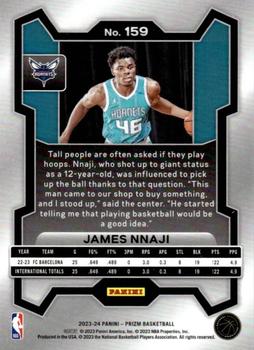 2023-24 Panini Prizm #159 James Nnaji Back