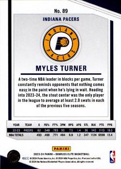 2023-24 Donruss Elite #89 Myles Turner Back