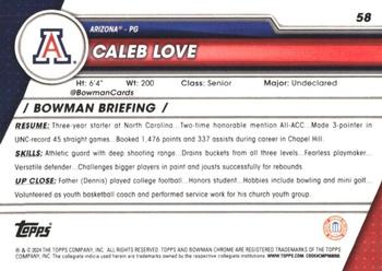 2023-24 Bowman University Chrome - Pink Refractor #58 Caleb Love Back