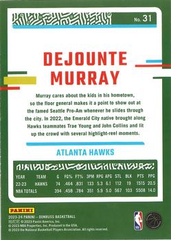 2023-24 Donruss - Green Laser Holo #31 Dejounte Murray Back