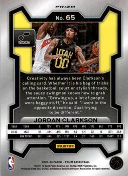 2023-24 Panini Prizm - Prizms Ice #65 Jordan Clarkson Back