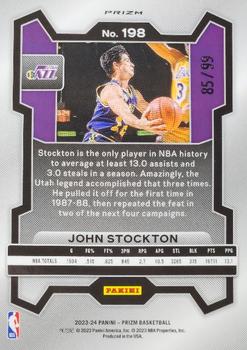 2023-24 Panini Prizm - Prizms Purple #198 John Stockton Back