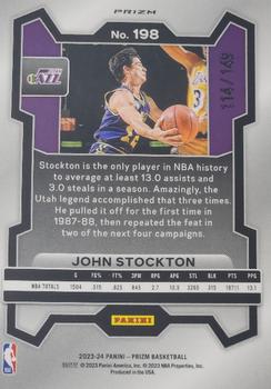 2023-24 Panini Prizm - Prizms Purple Ice #198 John Stockton Back
