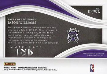 2022-23 Panini Immaculate Collection - Immaculate Ink #II-JWL Jason Williams Back