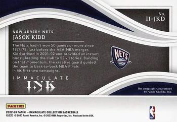 2022-23 Panini Immaculate Collection - Immaculate Ink Gold #II-JKD Jason Kidd Back