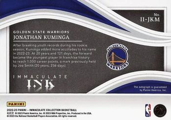 2022-23 Panini Immaculate Collection - Immaculate Ink Red #II-JKM Jonathan Kuminga Back