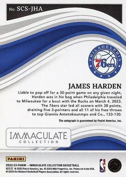 2022-23 Panini Immaculate Collection - Scorers Club Signatures #SCS-JHA James Harden Back
