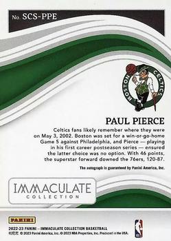 2022-23 Panini Immaculate Collection - Scorers Club Signatures #SCS-PPE Paul Pierce Back