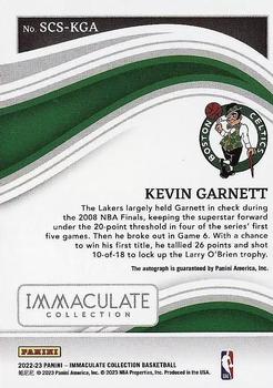 2022-23 Panini Immaculate Collection - Scorers Club Signatures Gold #SCS-KGA Kevin Garnett Back