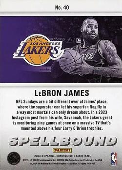 2023-24 Donruss Elite - Spellbound Purple #40 LeBron James Back
