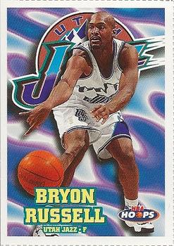 1997-98 Hoops Utah Jazz Team Night Sheet SGA #152 Bryon Russell Front