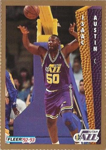 1992-93 Fleer Utah Jazz Team Night Sheet SGA #NNO Isaac Austin Front