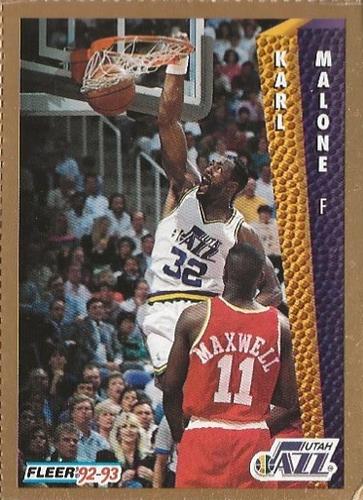 1992-93 Fleer Utah Jazz Team Night Sheet SGA #NNO Karl Malone Front