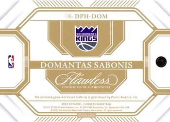 2022-23 Panini Flawless - Dual Patches #DPH-DOM Domantas Sabonis Back