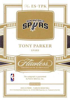 2022-23 Panini Flawless - Enshrined Signatures #ES-TPK Tony Parker Back