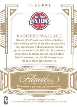 2022-23 Panini Flawless - Excellence Signatures Gold #ES-RWL Rasheed Wallace Back