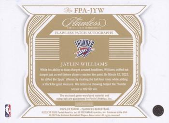 2022-23 Panini Flawless - Flawless Patch Autographs Gold #FPA-JYW Jaylin Williams Back