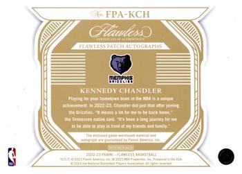 2022-23 Panini Flawless - Flawless Patch Autographs Gold #FPA-KCH Kennedy Chandler Back