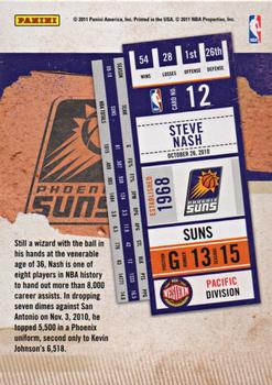 2010-11 Playoff Contenders Patches #12 Steve Nash Back