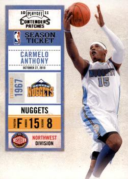 2010-11 Playoff Contenders Patches #17 Carmelo Anthony Front