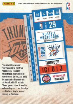 2010-11 Playoff Contenders Patches #29 Russell Westbrook Back