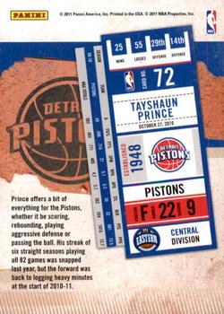 2010-11 Playoff Contenders Patches #72 Tayshaun Prince Back