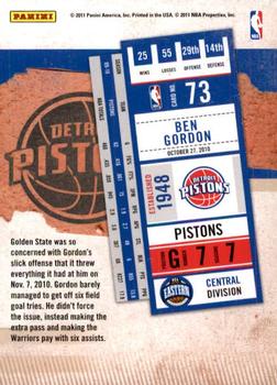2010-11 Playoff Contenders Patches #73 Ben Gordon Back