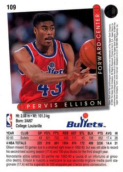 1993-94 Upper Deck Italian #109 Pervis Ellison Back