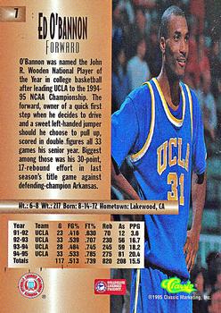 1995 Classic Rookies - Draft Day #7 Ed O'Bannon Back