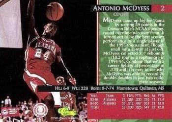 Antonio Mcdyess signed Basketball Card (Alabama Crimson Tide) 1995 Classic  Rookie #24