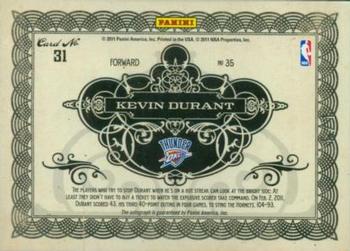 2010-11 Panini Gold Standard - Gold NBA Logos #31 Kevin Durant Back