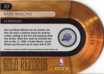 2010-11 Panini Gold Standard - Gold Records Gold Rush #10 Karl Malone Back