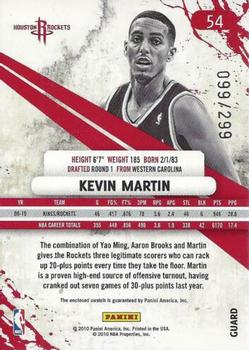 2010-11 Panini Rookies & Stars - Gold Materials #54 Kevin Martin Back
