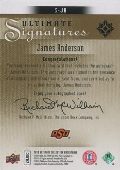 2010-11 Upper Deck Ultimate Collection - Ultimate Signatures #S-JA James Anderson Back