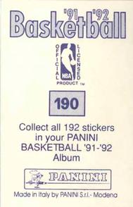 1991-92 Panini Stickers #190 Michael Jordan Back